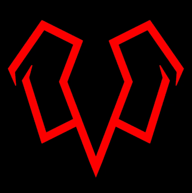 a black background with red lines that look like a devil 's horns