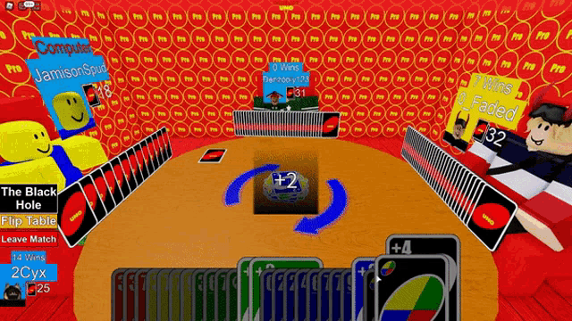 a video game called uno is being played on a computer