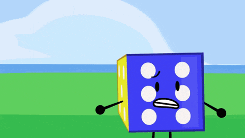 a cartoon drawing of a key and a dice