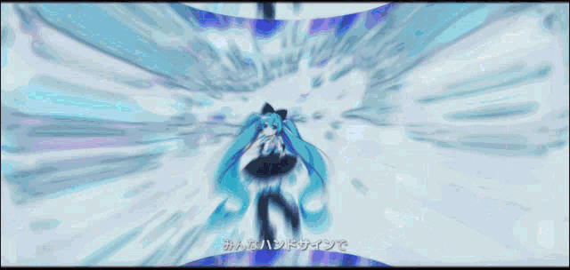 a picture of a girl with a cat on her head and the words " hatsune miku " on the bottom right