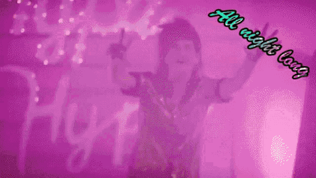 a pink background with the words all night long