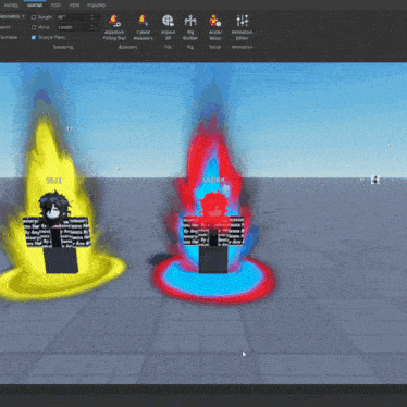 a screenshot of a video game shows a character with a yellow aura and a red aura