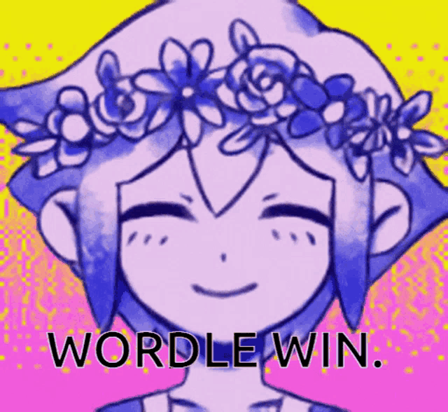 a drawing of a girl with a flower crown on her head with the words wordle win below her