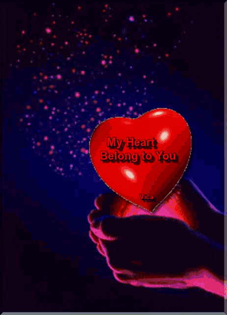 a red heart that says my heart belong to you