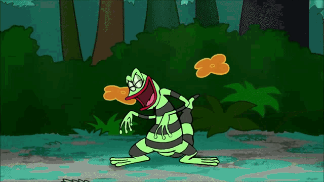 a cartoon of a lizard with its mouth open