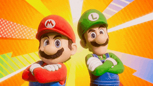 mario and luigi are standing next to each other