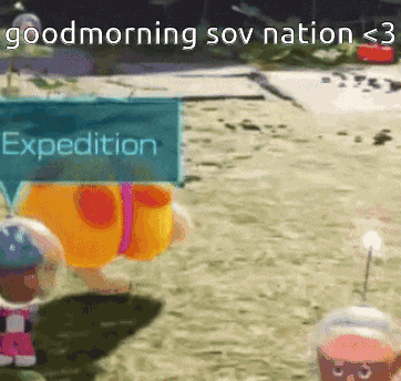 a video game scene with a sign that says expedition