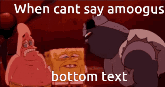 a picture of spongebob and patrick that says bottom text