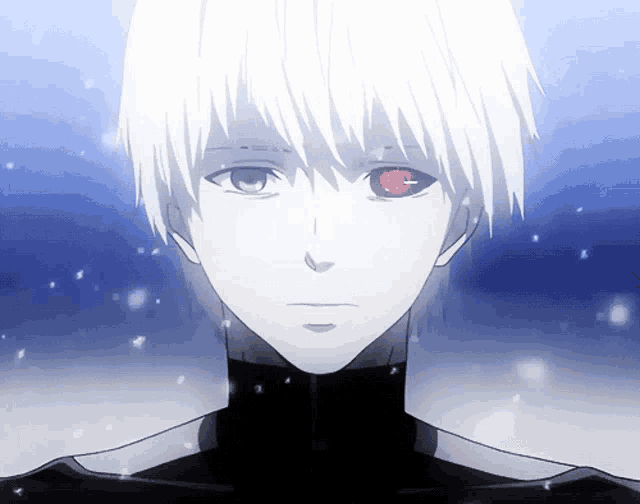 a close up of a person with red eyes