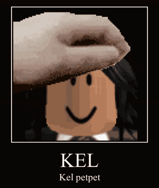 a pixelated image of a person 's face with the words kel kel petpet below it