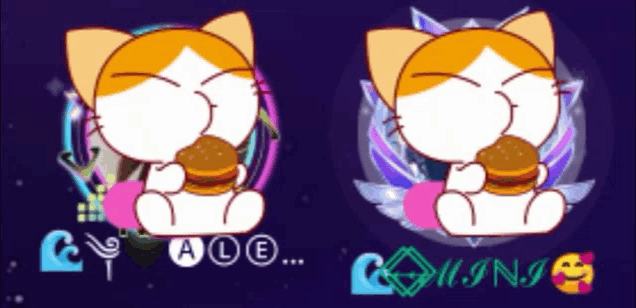 a cartoon cat eating a hamburger next to the words ale and coming