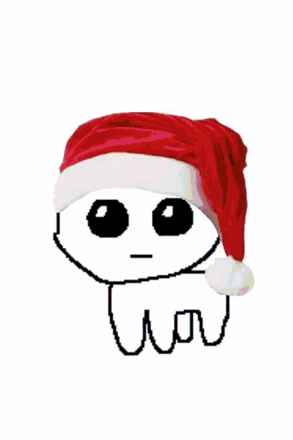 a cartoon character wearing a santa hat is surrounded by colorful pieces