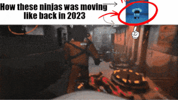 a screenshot of a video game with the words " how these ninjas was moving like back in 2023 " at the top