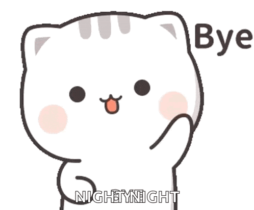a cartoon cat is holding up its finger and saying `` bye nightnight '' .