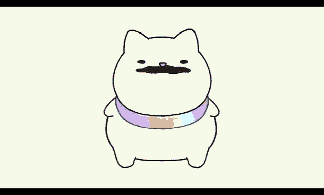 a cartoon dog with a rainbow scarf around its neck .