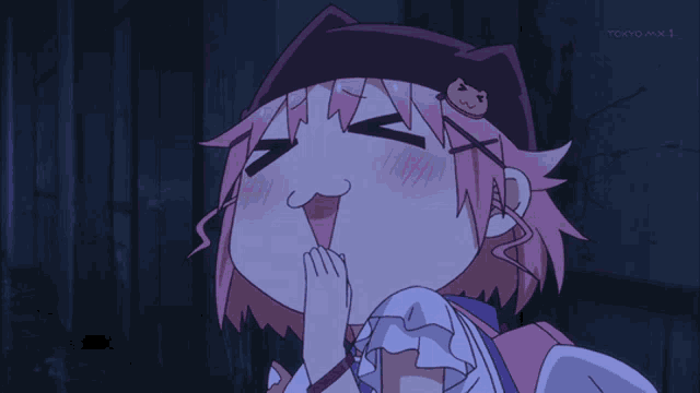 a tokyo mx 1 anime character with pink hair