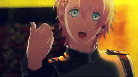 a girl with pink hair and blue eyes giving a thumbs up sign