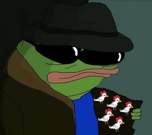 a cartoon frog wearing a hat and sunglasses is holding a piece of paper .
