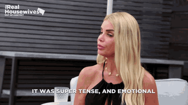 a woman says it was super tense and emotional in a real housewives video