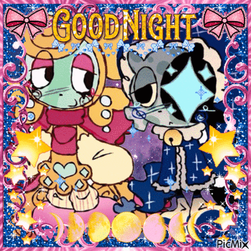 a picture of two cartoon characters with the words good night