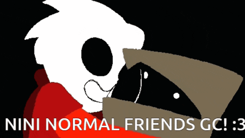 a drawing of a skeleton with the words " nini normal friends gc ! "