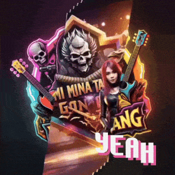 a poster with a skull and guitars that says mi mina ta gon