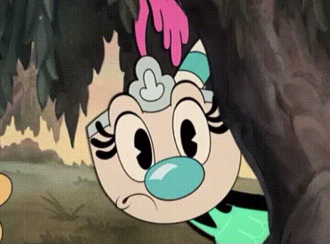 a cartoon character is hanging upside down from a tree .
