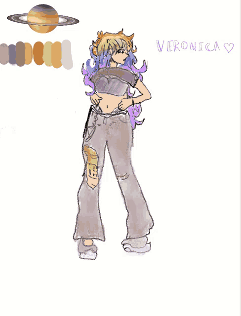 a drawing of a girl with the name veronica written on it