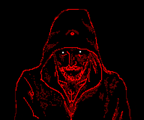 a pixel art of a person wearing a hooded jacket and a hat