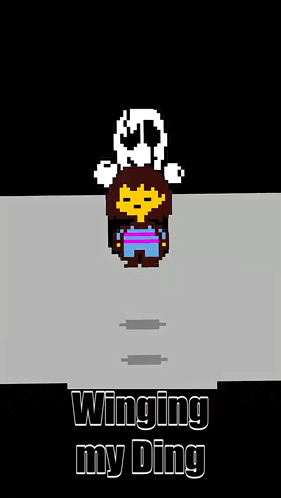 a pixel art of a person with the words winging my ding written on it