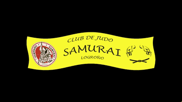 a yellow banner that says club de judo samurai logrono on it