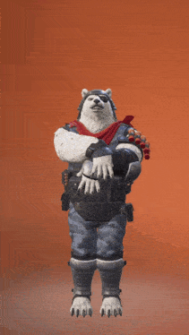 a polar bear wearing a helmet and a bandana is dancing