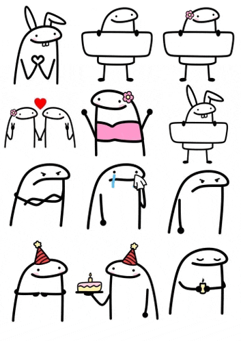 a bunch of cartoon characters with different facial expressions and poses .
