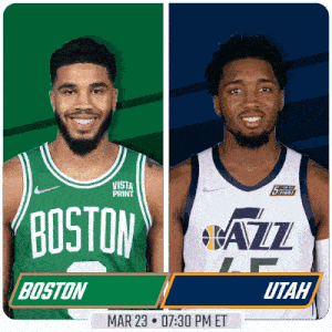 a boston celtics player and a utah jazz player are shown