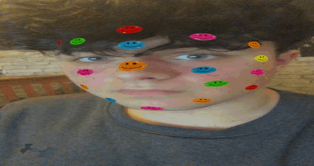 a person with smiley faces on their face