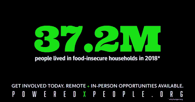 a black background with green text that says 37.2m people lived in food insecure households in 2018