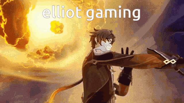 a video game character is holding a sword and the words elliot gaming are above him .