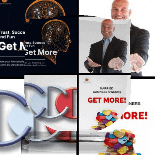 a collage of advertisements for married business owners and get more