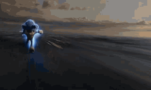 a sonic the hedgehog is flying through the air in a video game .