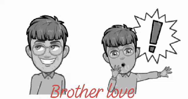 a cartoon of a boy with glasses and the words brother love