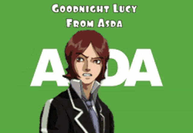 a poster for goodnight lucy from asda with a cartoon character
