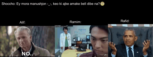 a man in a suit and tie says no in front of a doctor