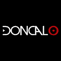 the word donicalo is written in white on a black background .