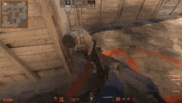 a screenshot of a video game shows a man laying on the ground with blood on the ground