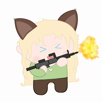 a cartoon drawing of a girl with cat ears holding a rifle