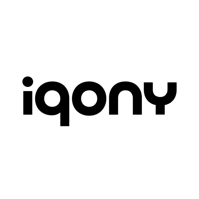 a black and white logo for iqony with a white background
