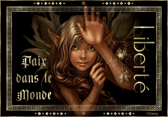a picture of a fairy with the words " paix dans le monde " on it