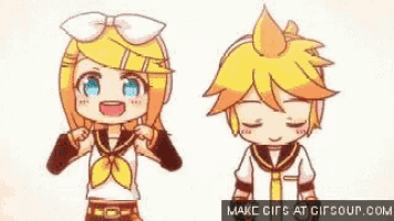 a boy and a girl are standing next to each other with hearts around them .