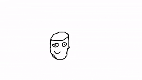 a black and white drawing of a man 's head with a beard .
