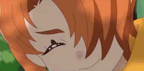 a close up of a cartoon character 's face with a surprised look on her face